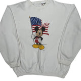 American Flag Disney Cartoon Sweatshirt - XL White Cotton