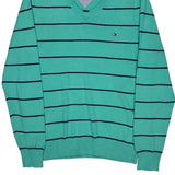 Tommy Hilfiger Striped Jumper - Medium Green Cotton