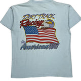 Single Stitch Dirt Track Racing Signal Graphic T-Shirt - Medium Blue Cotton