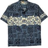 Winnie Fashion Floral Hawaiian Shirt - Large Blue Cotton