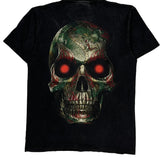 Skull With Snake And Red Eyes Rock Chang Single Stitch T-Shirt - Medium Black Cotton