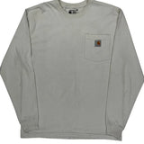 Carhartt Long Sleeve T-Shirt - Small Cream Cotton