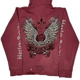 Live Free Harley Davidson Graphic Hoodie - XL Burgundy Cotton