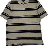 Tommy Hilfiger Striped Polo Shirt - XS Beige Cotton