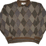 Florence Tricot Argyle Sweater - XL Cream Cotton Blend