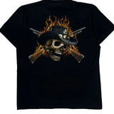 Skull Cowboy Design Wild Single Stitch T-Shirt - Medium Black Cotton
