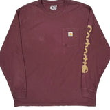 Carhartt Long Sleeve T-Shirt - XL Burgundy Cotton