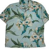Tommy Bahama Floral Hawaiian Shirt - Large Green Silk