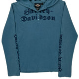 Motorcycle Harley Davidson Graphic Hoodie - Large Blue Cotton