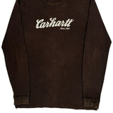 Carhartt Spellout Long Sleeve T-Shirt - Medium Brown Cotton