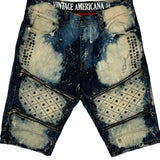 Deadstock Vintage America Studded Denim Shorts - 33W 11L Blue Denim