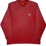 Carhartt Long Sleeve T-Shirt - XL Red Cotton