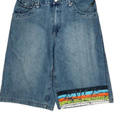 Encye Graphic Denim Shorts - 34W 13L Blue Cotton