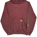 Carhartt Hoodie - Small Burgundy Cotton Blend