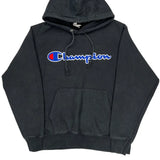 Reverse Weave Champion Spellout Hoodie - Medium Black Cotton