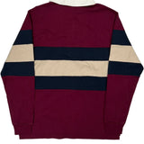 Cotton On Garments Striped Rugby Shirt - Large Burgundy Cotton