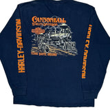 Cannonball Harley Davidson Graphic Long Sleeve T-Shirt - Large Blue Cotton
