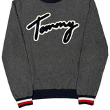 Tommy Hilfiger Spellout Sweater - Large Gray Cotton