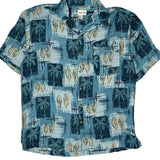 Island Blue Hawaiian Shirt - Large Blue Viscose