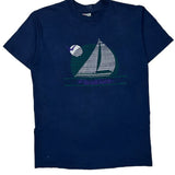 Puerto Rico Hanes Single Stitch T-Shirt - Large Blue Cotton Blend