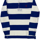 Age 8-9 Polo By Ralph Lauren Striped Rugby Shirt - Medium Blue Cotton
