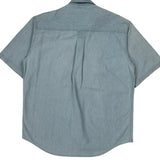 Woolrich Short Sleeve Shirt - Large Blue Cotton