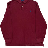 Polo By Ralph Lauren Long Sleeve Polo Shirt - 2XL Burgundy Cotton
