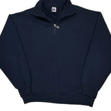 90S Made In USA Russell Athletic Blank 1/4 Zip - 2XL Navy Cotton Blend