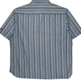 Dickies Striped Short Sleeve Shirt - Large Blue Cotton