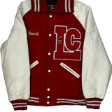 Lc Chenille Appeal Varsity Jacket - Medium Red Leather