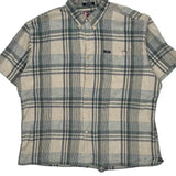 Chaps Ralph Lauren Checked Short Sleeve Shirt - 2XL Beige Linen Blend