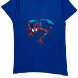 Spiderman 2001 Marvel Cartoon T-Shirt - XS Blue Cotton