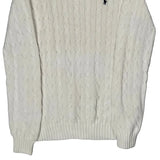 Polo By Ralph Lauren Cable Knit Sweater - Large White Cotton