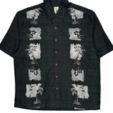 Jamaica Jaxx Floral Hawaiian Shirt - Large Black Silk