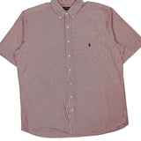 Tall Polo By Ralph Lauren Striped Short Sleeve Shirt - XL Red Cotton