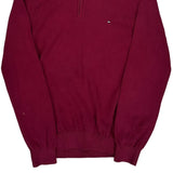 Tommy Hilfiger 1/4 Zip - Large Burgundy Cotton