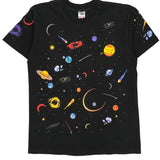 Single Stitch Space Theme Fruit Of The Loom Graphic T-Shirt - Medium Multicoloured Cotton