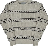 Unbranded Striped Sweater - Medium Cream Cotton