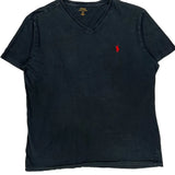 Polo By Ralph Lauren V-Neck T-Shirt - Large Black Cotton