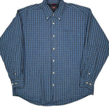 Wrangler Checked Shirt - Large Blue Cotton