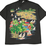 Beach Scene Hanes Single Stitch T-Shirt - XL Multicoloured Cotton Blend