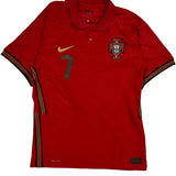 2020-21 #7 Ronaldo Portugal National Team Nike Home Football Shirt - Medium Red Polyester