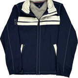 Tommy Hilfiger Striped Windbreaker - Small White Polyester
