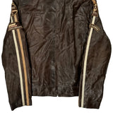 Motorcycle Superior Graphic Leather Jacket - XL Brown Leather