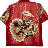 Dragon Print Ur Graphic Hawaiian Shirt - XL Red Cotton
