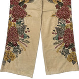 Two Ten Five Floral Cord Trousers - 34″ Waist Beige Corduroy