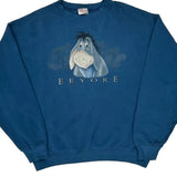Eeyore Disney Cartoon Sweatshirt - Large Blue Cotton Blend