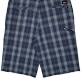 Dickies Checked Shorts - 36W 11L Blue Cotton