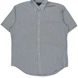 Ralph Lauren Striped Short Sleeve Shirt - Large Blue Cotton