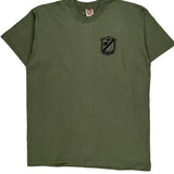 Single Stitch Marines Fruit Of The Loom Graphic T-Shirt - XL Green Cotton